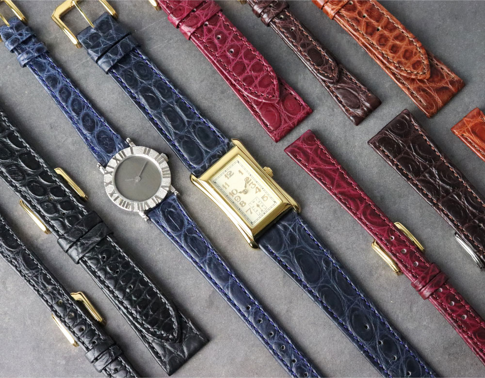 時計ベルト BAMBI バンビ Fコレクション フランクミューラーマットクロコダイル 丸斑 ワニ革 裏材ラバー 18mm 19mm 20mm BWB020 時計 ベルト 腕時計ベルト バンド 時計バンド 腕時計ベルト 時計バンド